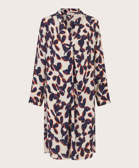robe col en V avec revers et détail nœud, Umber