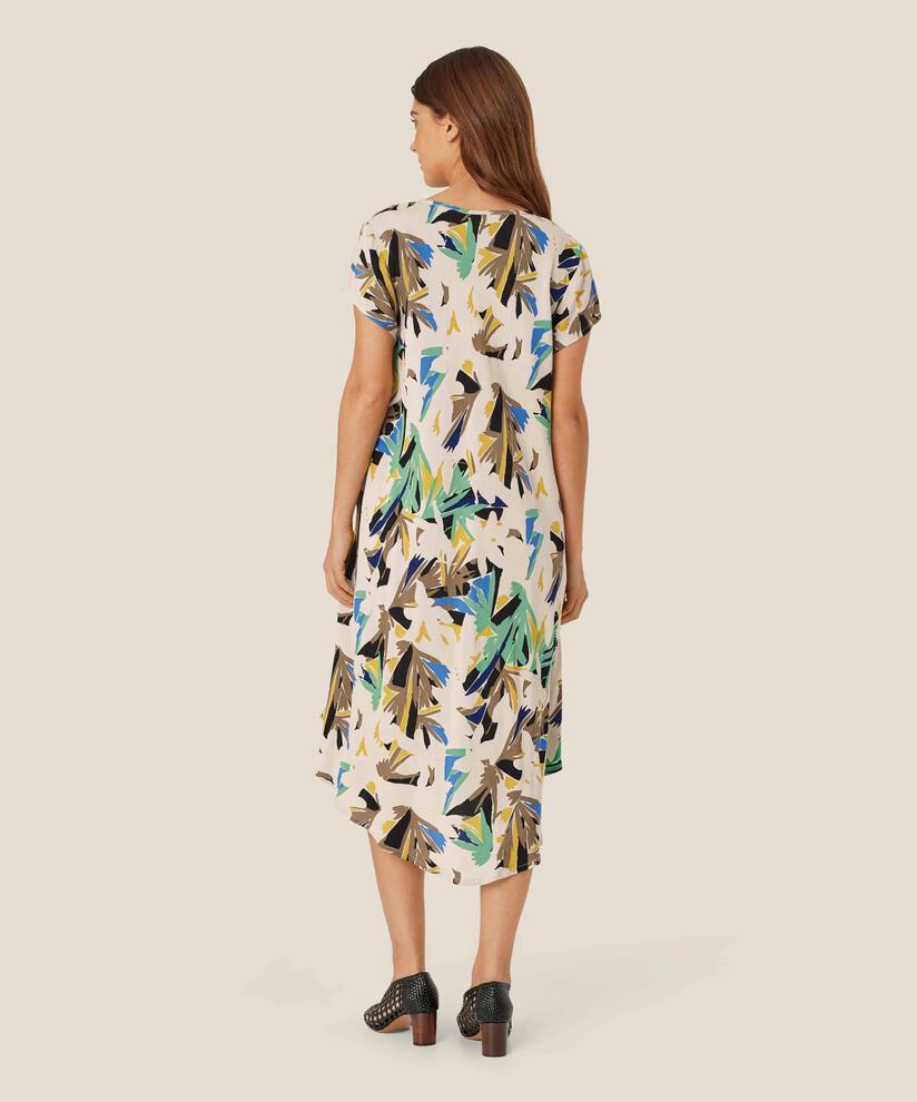 robe en viscose imprimée à col v, Dusky Green