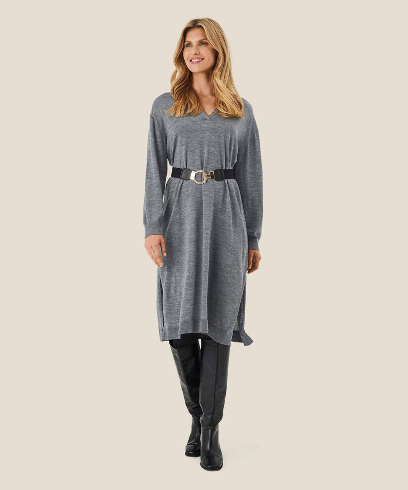 robe en maille avec col roulé et fentes, M. Grey mel.