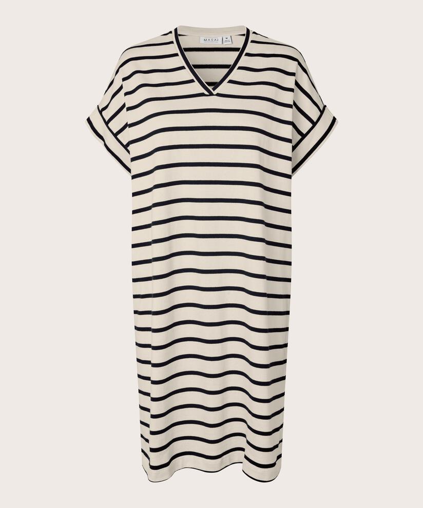 robe en jersey rayé à col rond, Whitecap