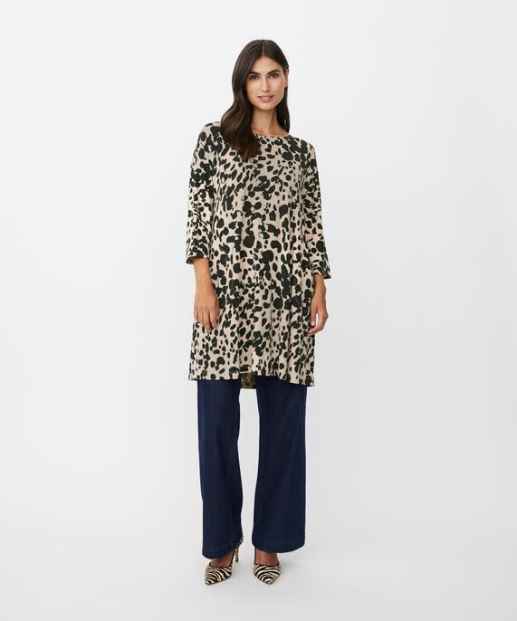 Tunique En Jersey À Manches Longues Avec Poches Fendue, Oxford Tan