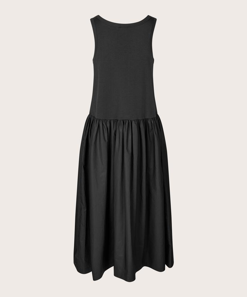 Robe jersey avec jupe en popeline de coton, Black