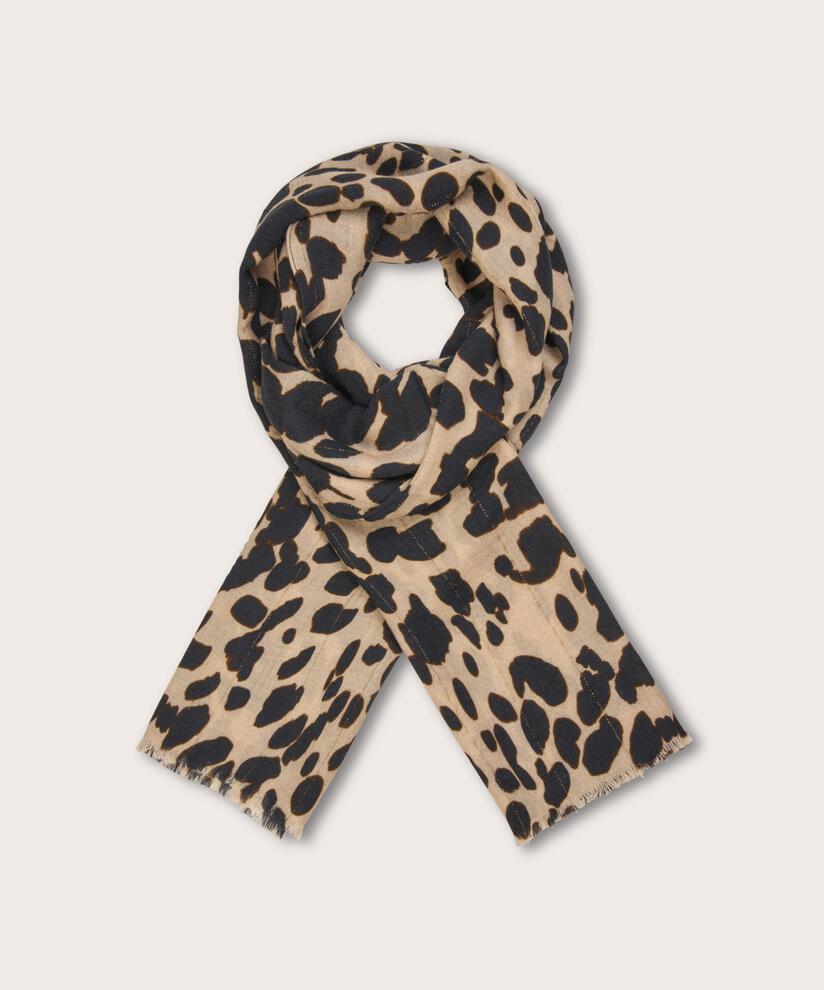 écharpe en laine à imprimé léopard avec fil pailleté, Oxford Tan
