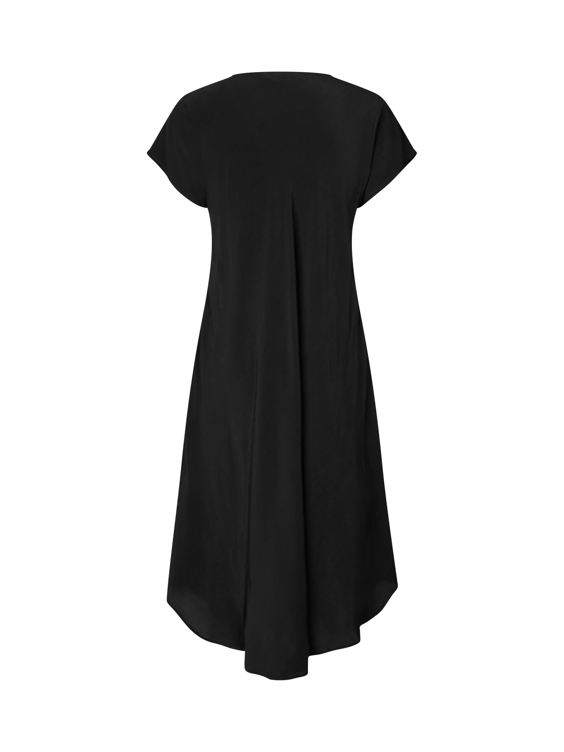 Robe en viscose &agrave; manches courtes et col en V, Black