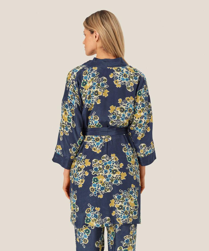 veste kimono fleurie avec ceinture, Mood Indigo