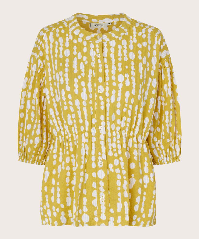 chemise en coton imprimé avec taille élastique, Oil Yellow