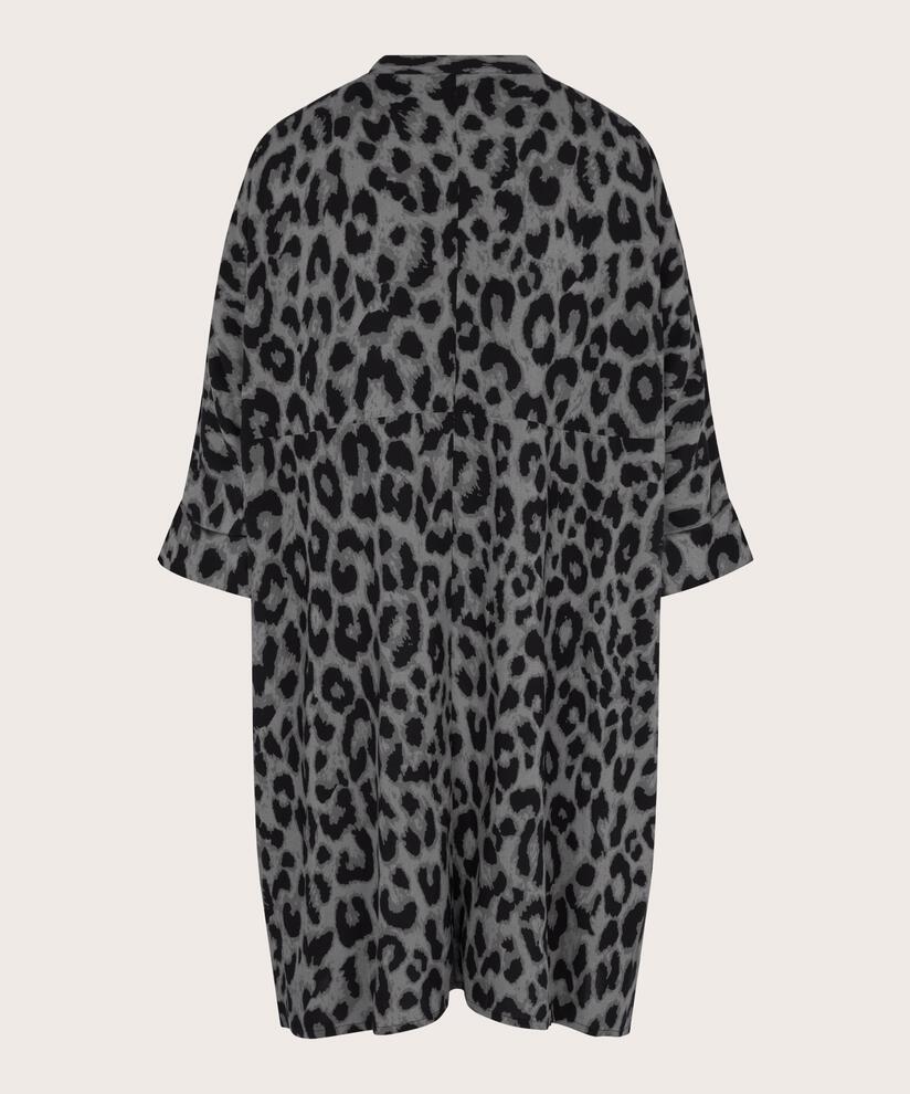 robe chemise à motif en viscose, Steel Grey