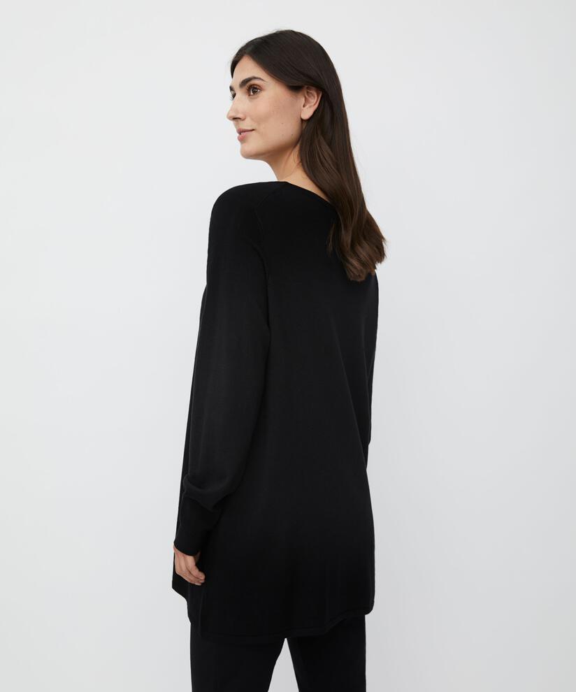 pull en tricot à manches longues et col rond, Black