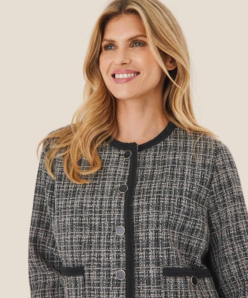 veste courte en tweed avec de beaux liserés, Black