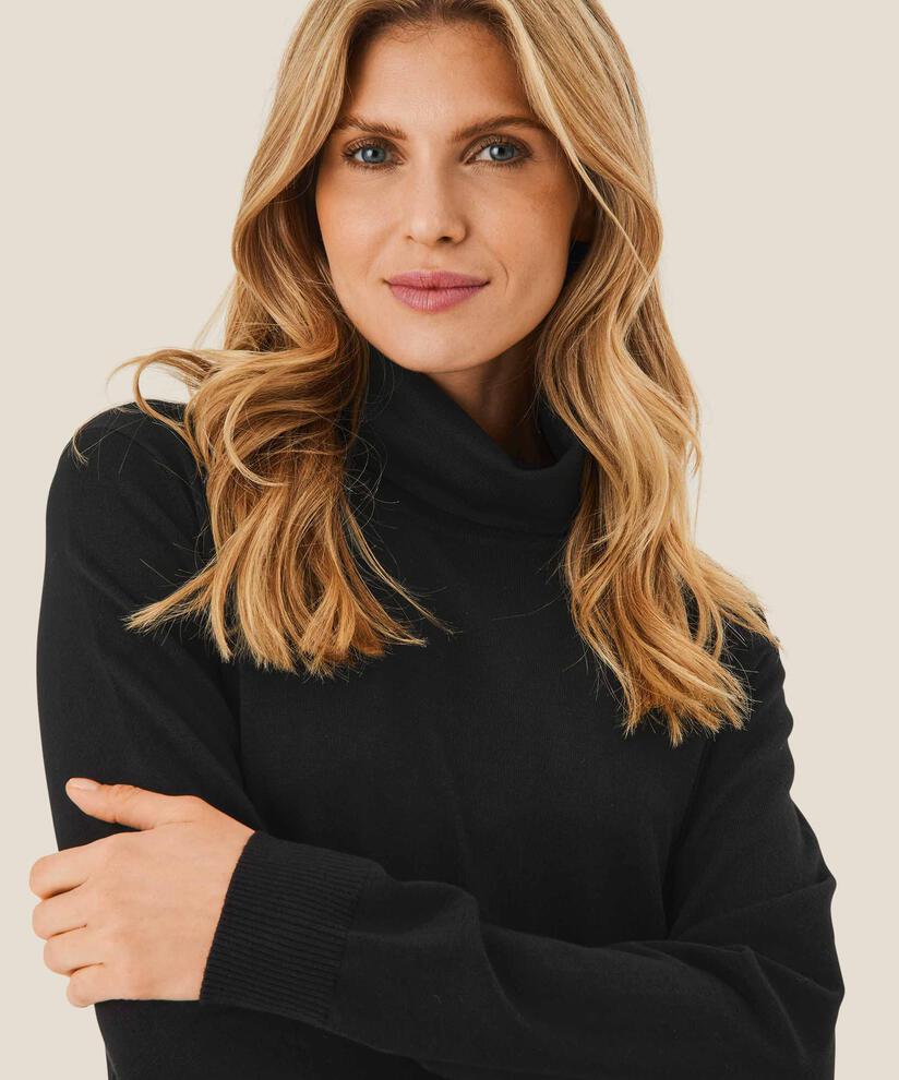 robe en maille avec col roulé et fentes, Black