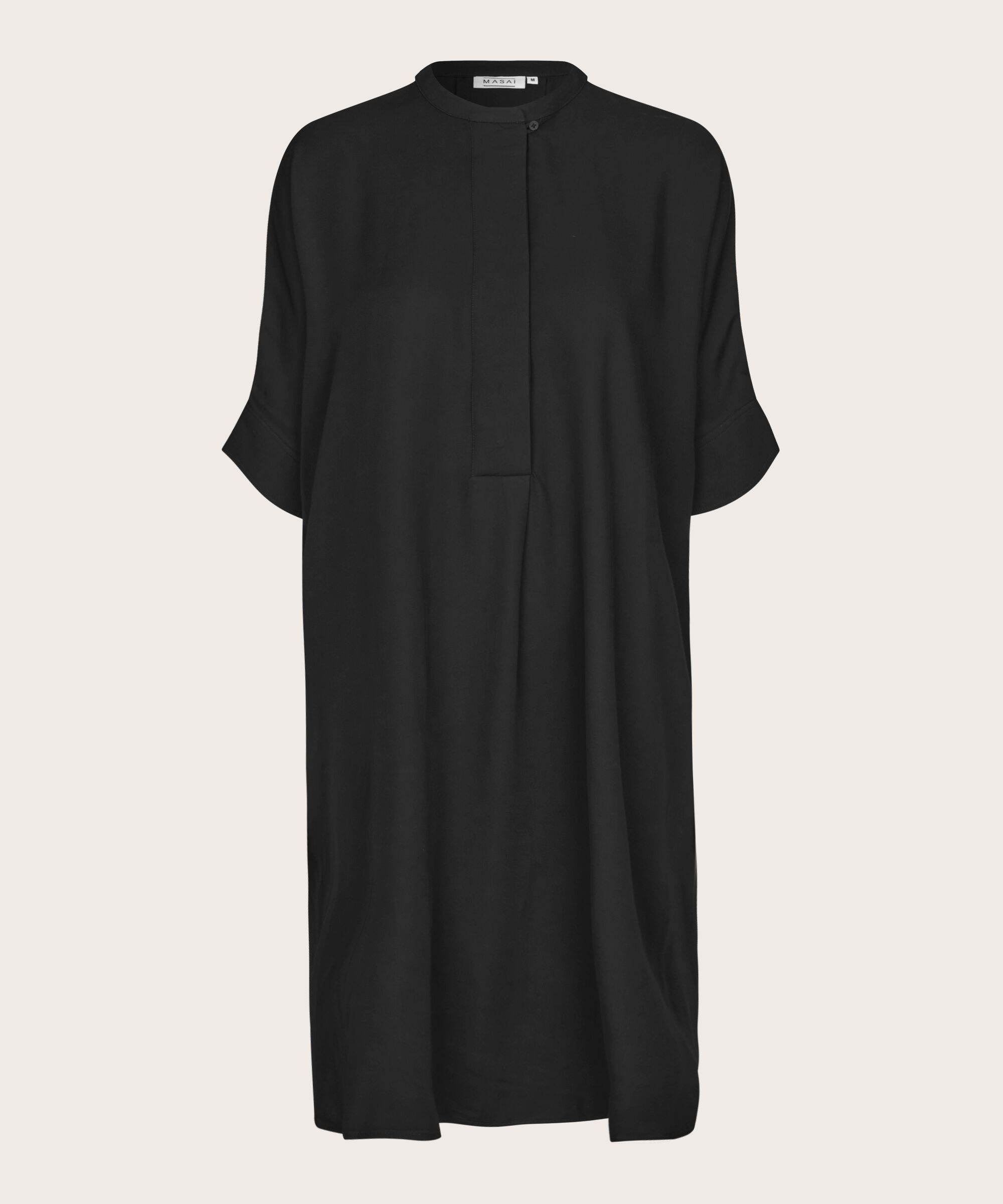 robe en viscose mélangée avec poches, Black