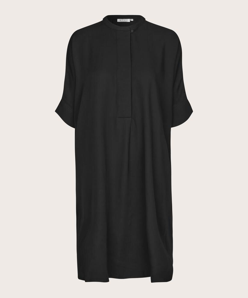 robe en viscose mélangée avec poches, Black