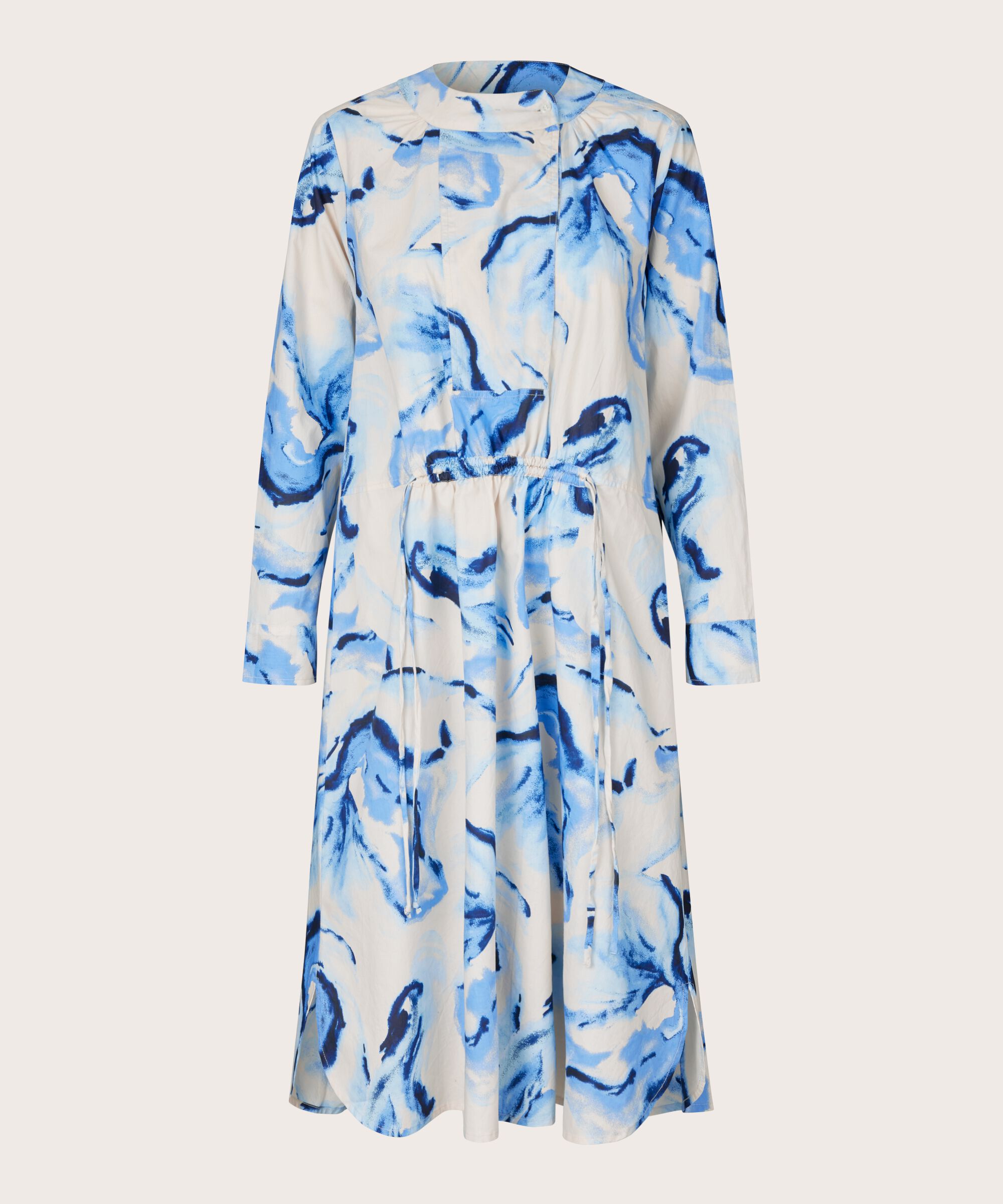 robe en coton avec lien à la taille et fentes sur le côté, Powder Blue