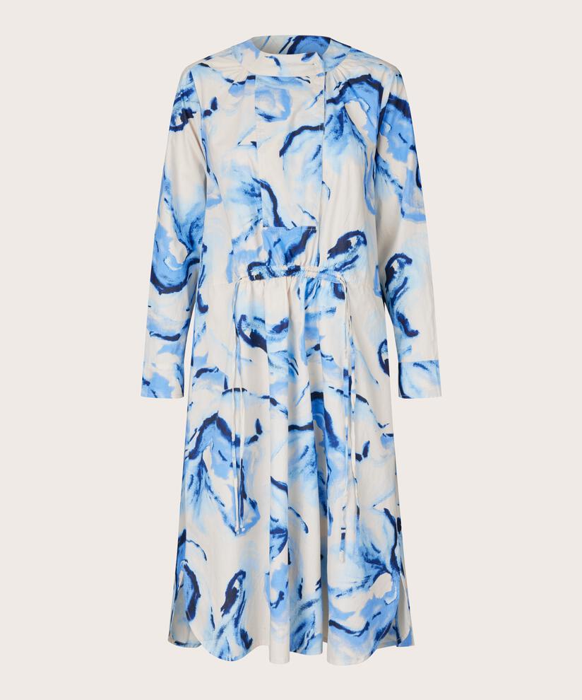 robe en coton avec lien à la taille et fentes sur le côté, Powder Blue