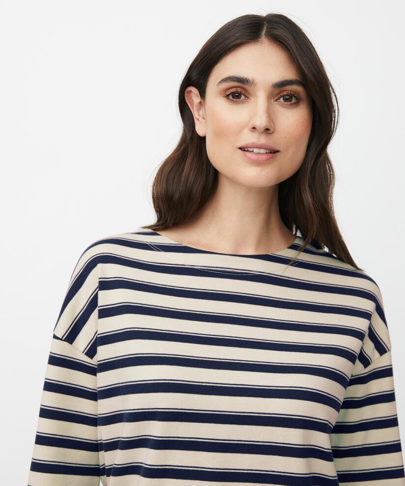 Top En Jersey Rayé À Col Rond, Navy Blazer