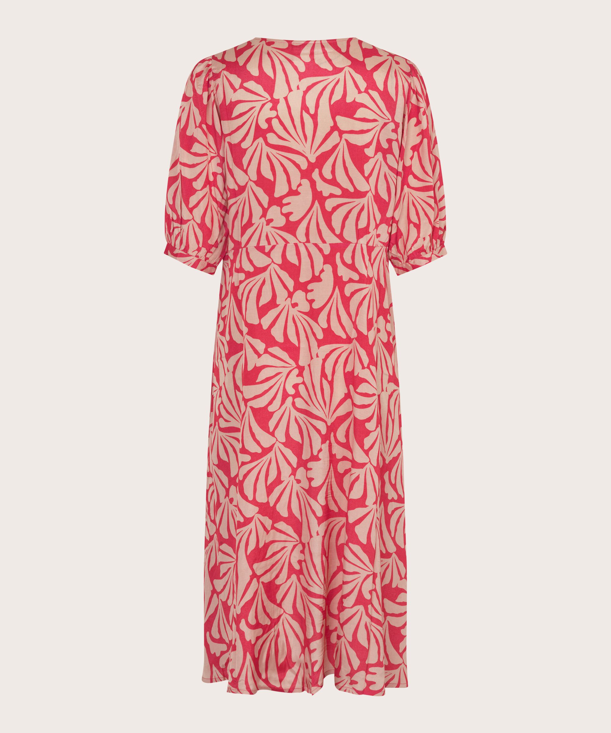 robe en viscose col V avec patte de boutonnage, Hibiscus