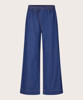 pantalon en jean large avec taille élastique, Dark Denim