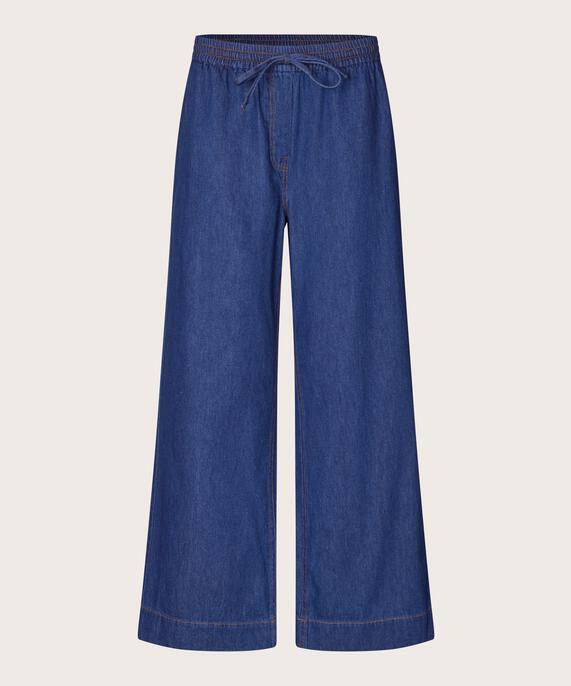 pantalon en jean large avec taille élastique, Dark Denim