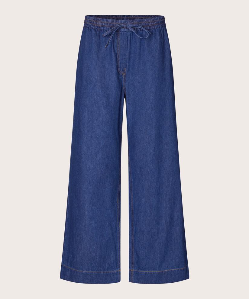 pantalon en jean large avec taille élastique, Dark Denim