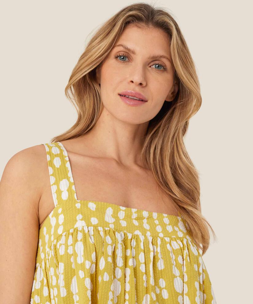 top en coton imprimé à larges bretelles, Oil Yellow