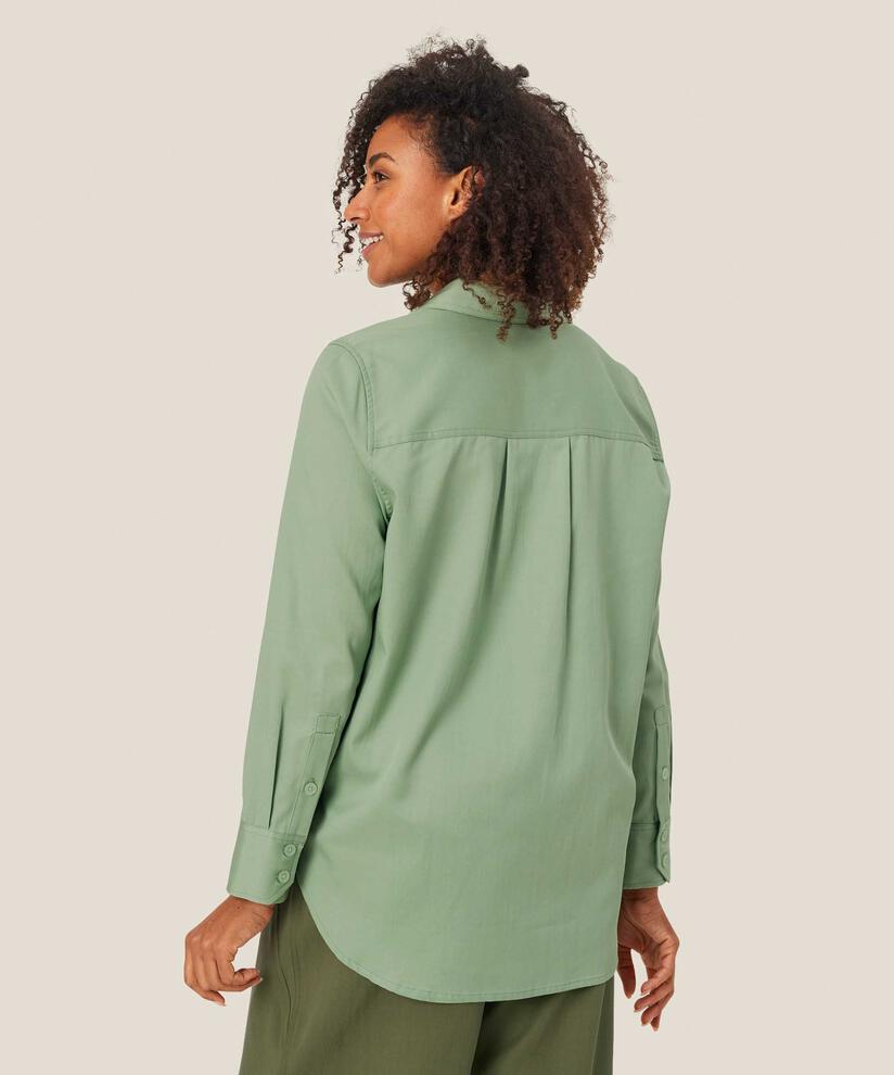 chemise en coton mélangé avec dos plus long, Frosty Green