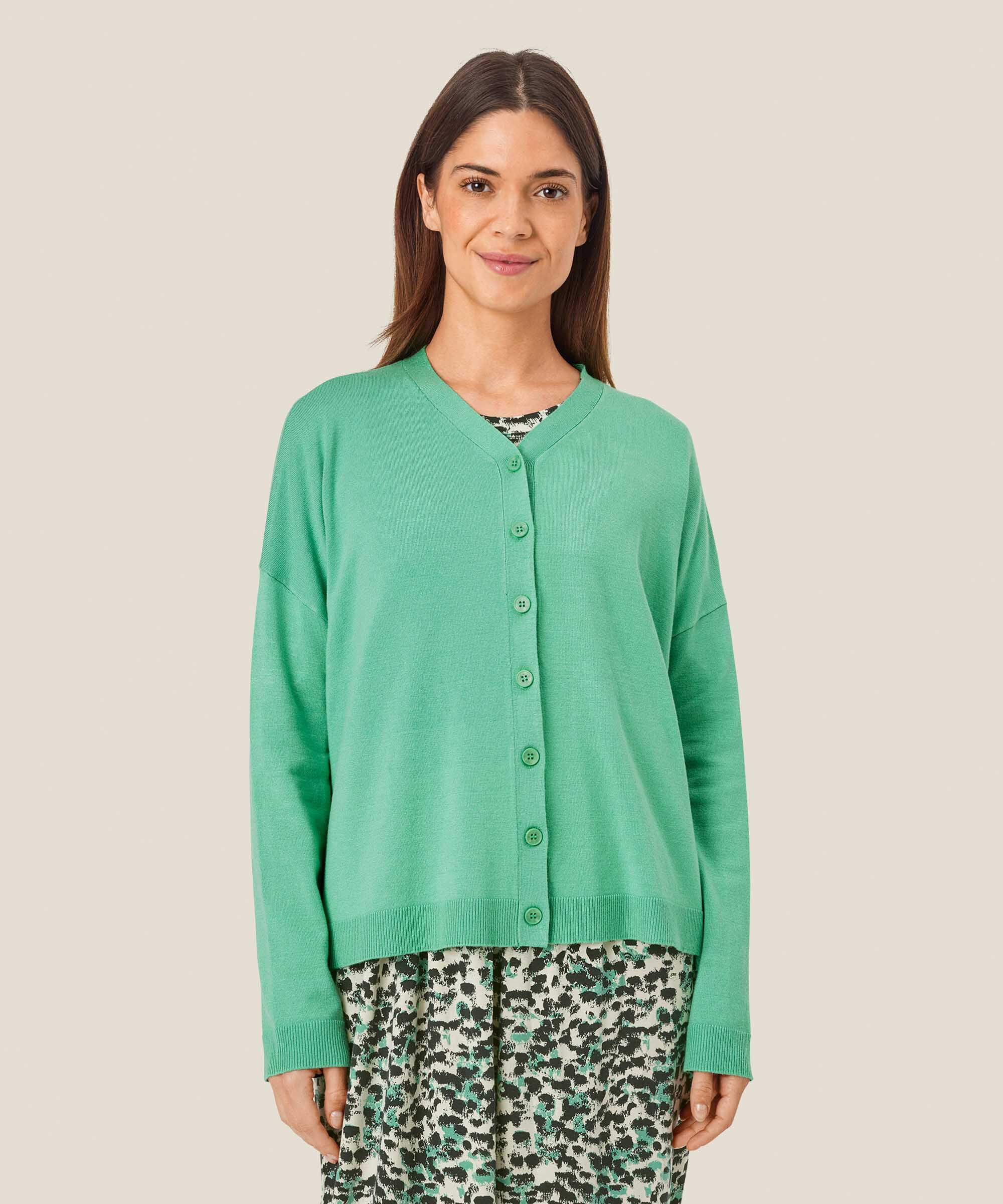 cardigan en maille fine avec col en V, Winter Green