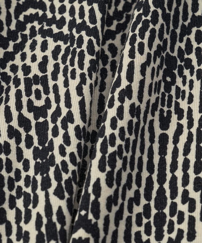 robe tulipe à motifs et manches longues, Black