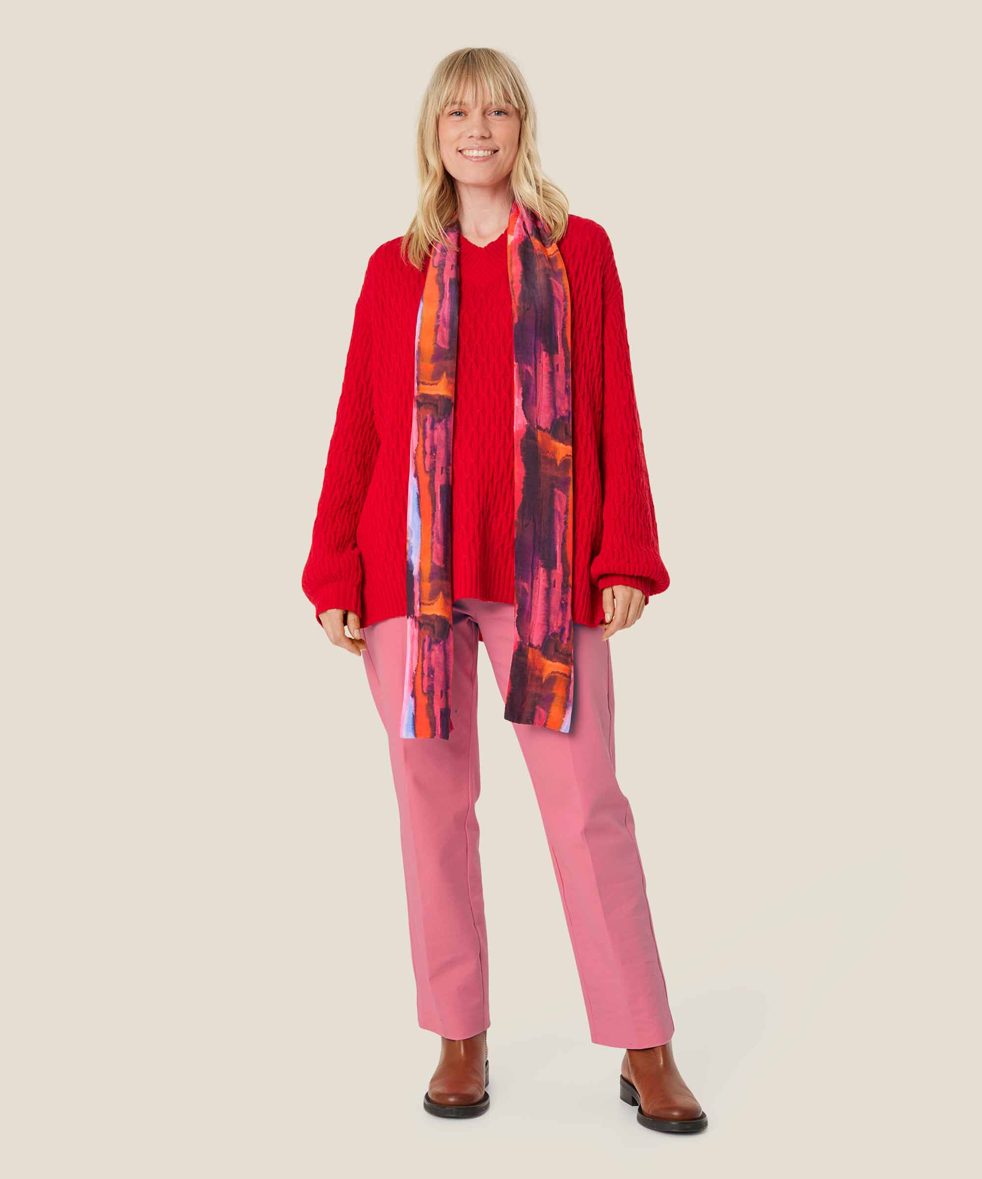 Écharpe en viscose imprimée, Sun Tomato