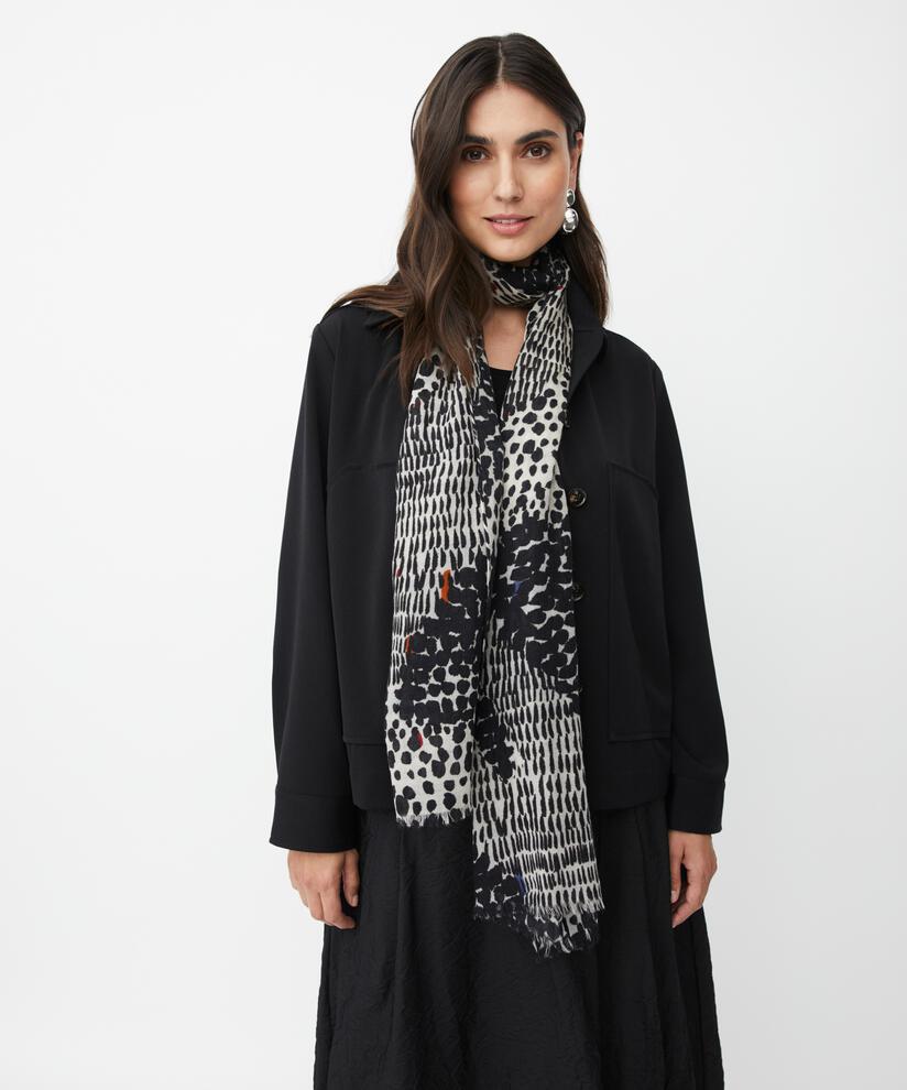 écharpe à motifs en pure laine, Black