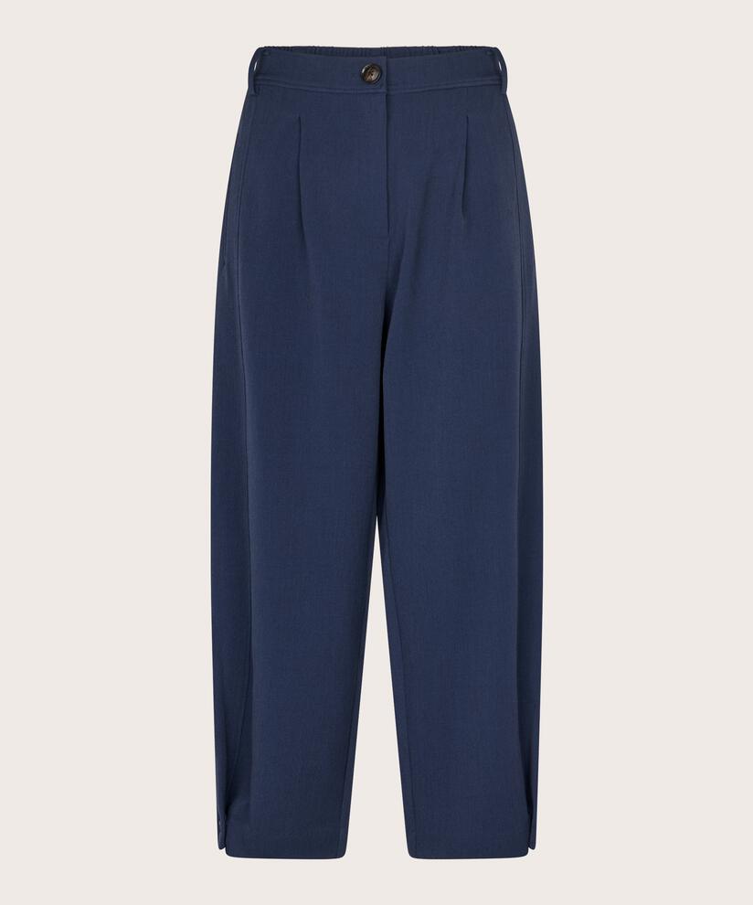 Pantalon Tissé Avec Stretch Et Bouton Sur La Jambe, Navy Blazer