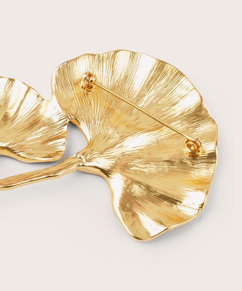 broche avec motif de feuilles, Gold