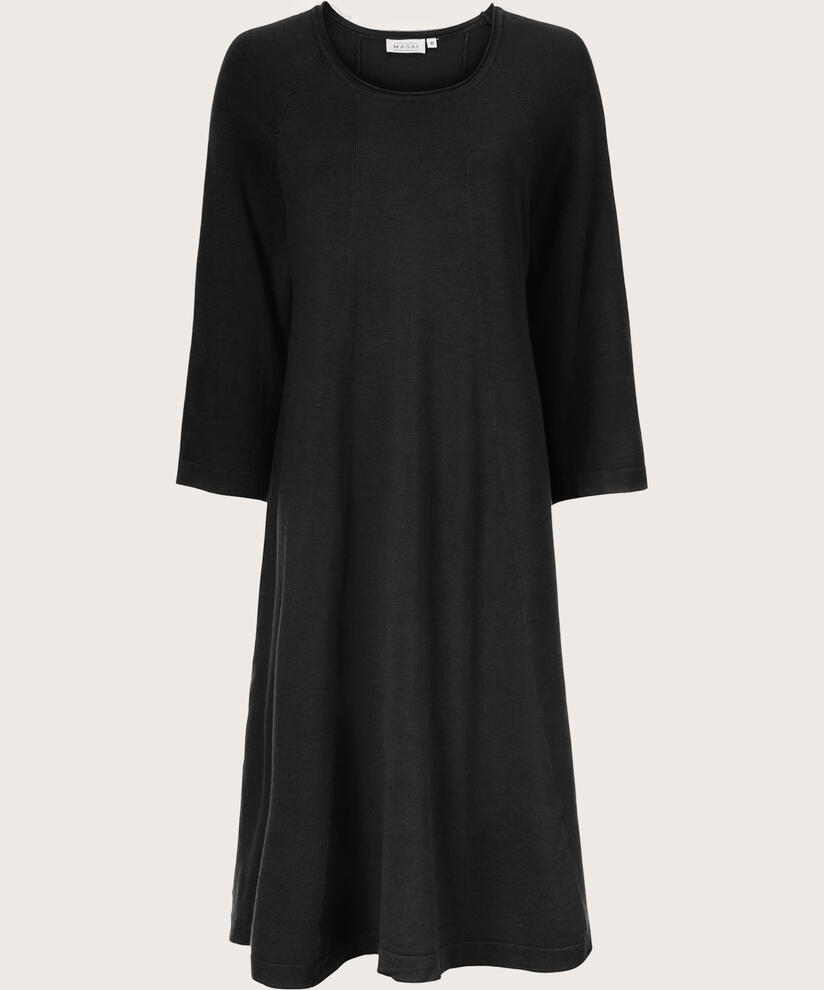 robe en maille fine à manches 3/4, Black
