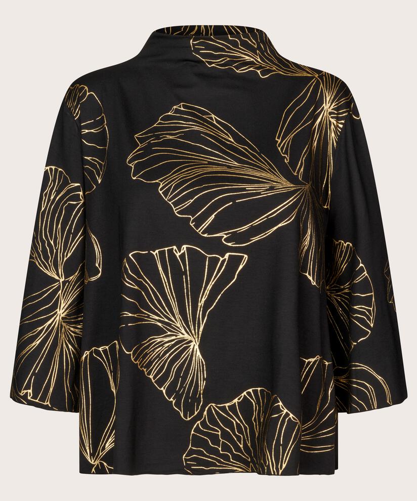 top en jersey imprimé à manches chauve-souris, Gold