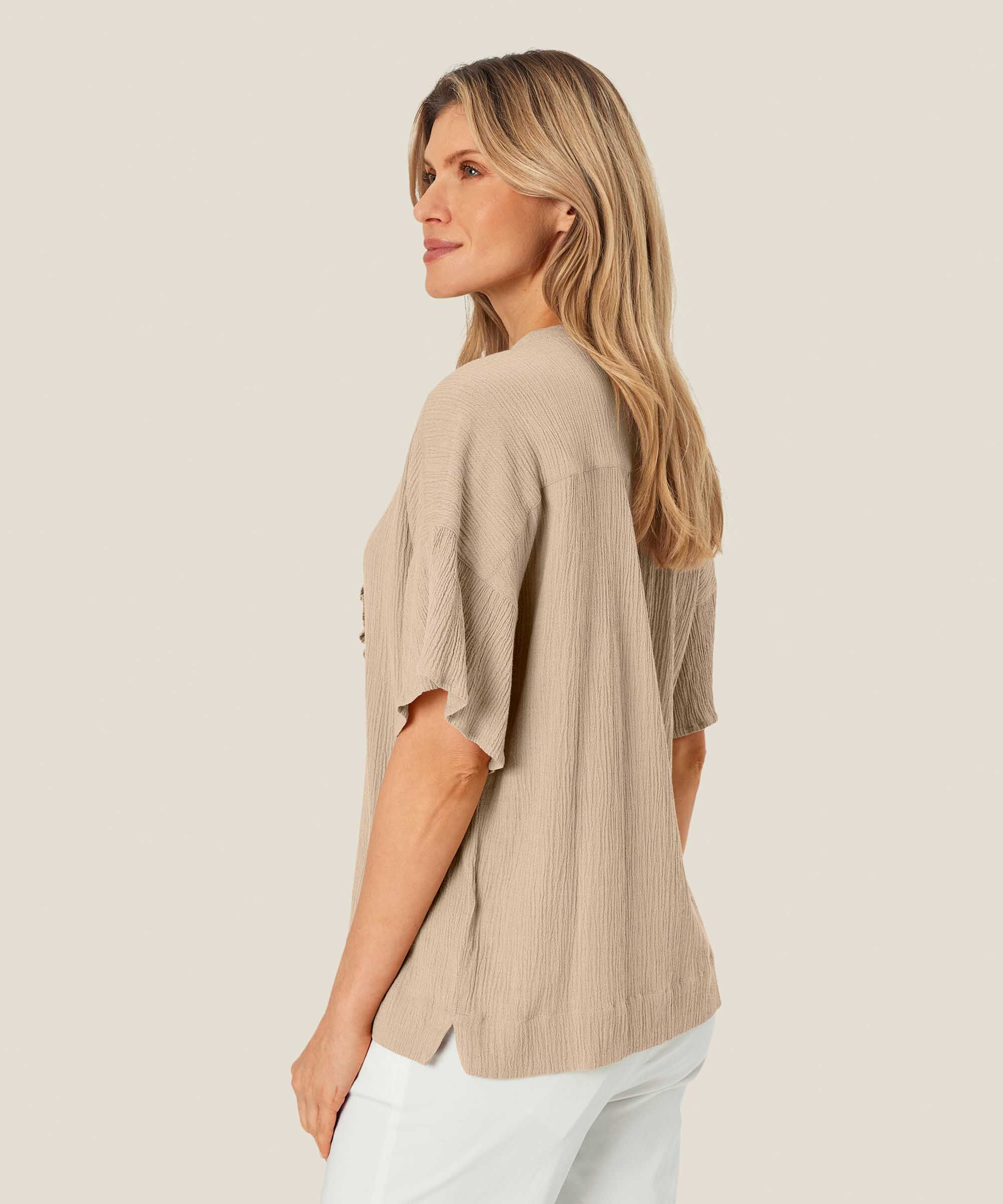 chemise en coton mélangé à manches courtes, Safari