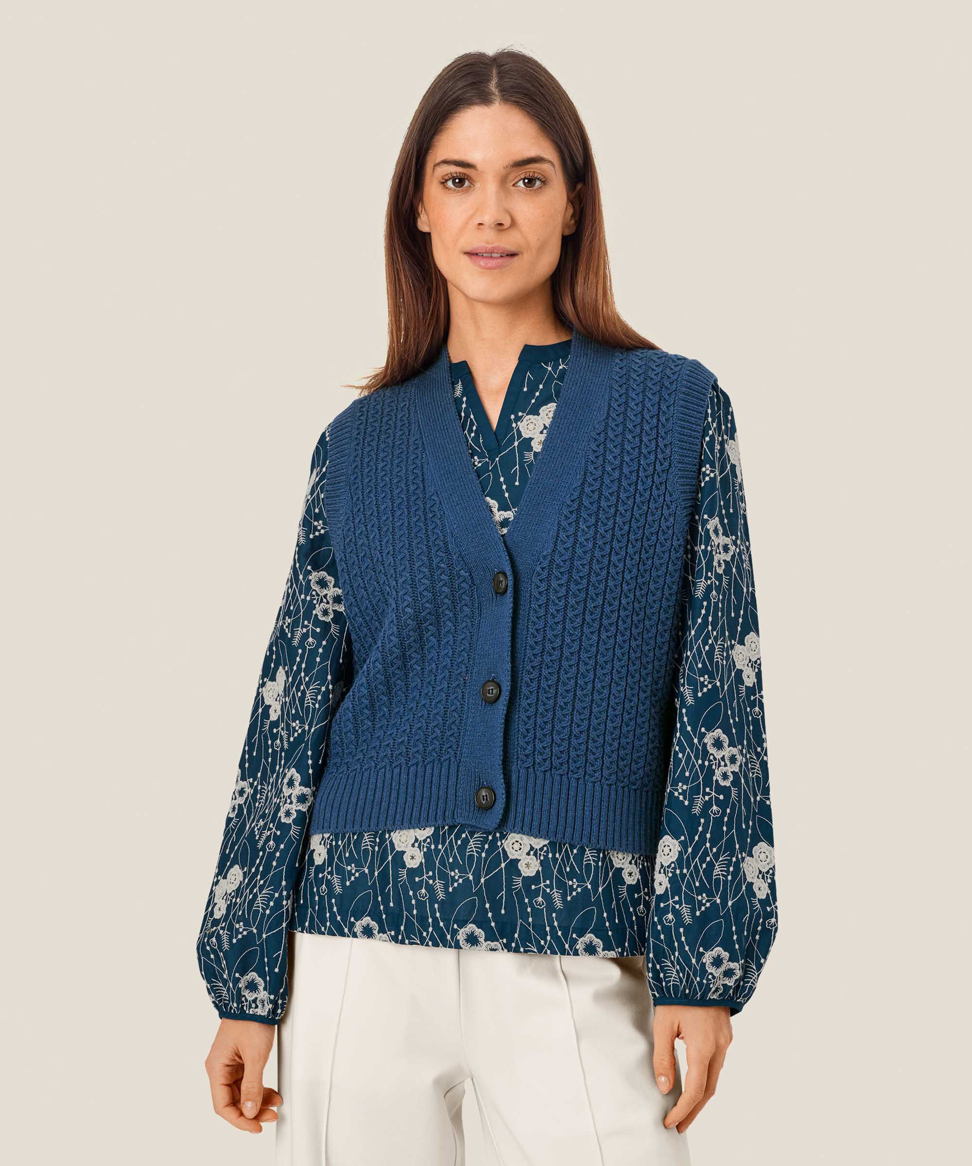 gilet court avec motif tricoté et boutons, Sargasso Sea