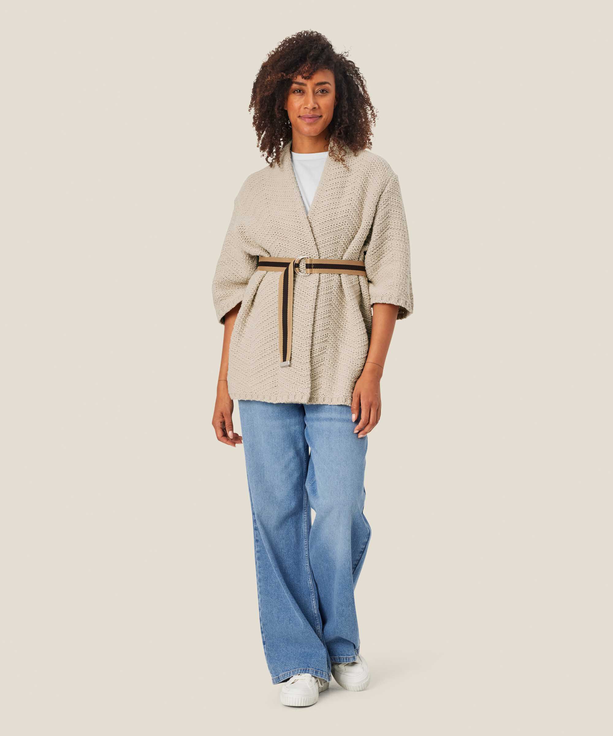 cardigan ouvert en mélange de coton, Whitecap