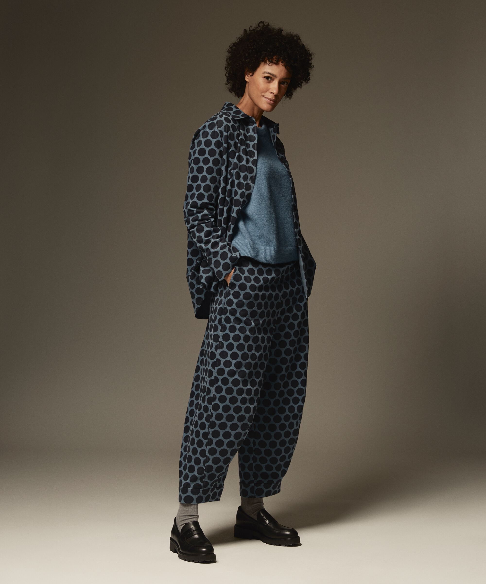 chemise en velours à pois avec poche poitrine, Navy Blazer