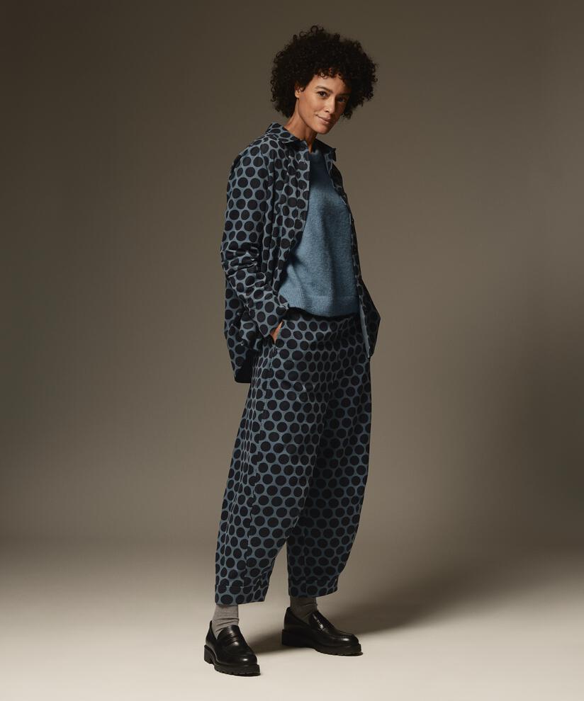 chemise en velours à pois avec poche poitrine, Navy Blazer