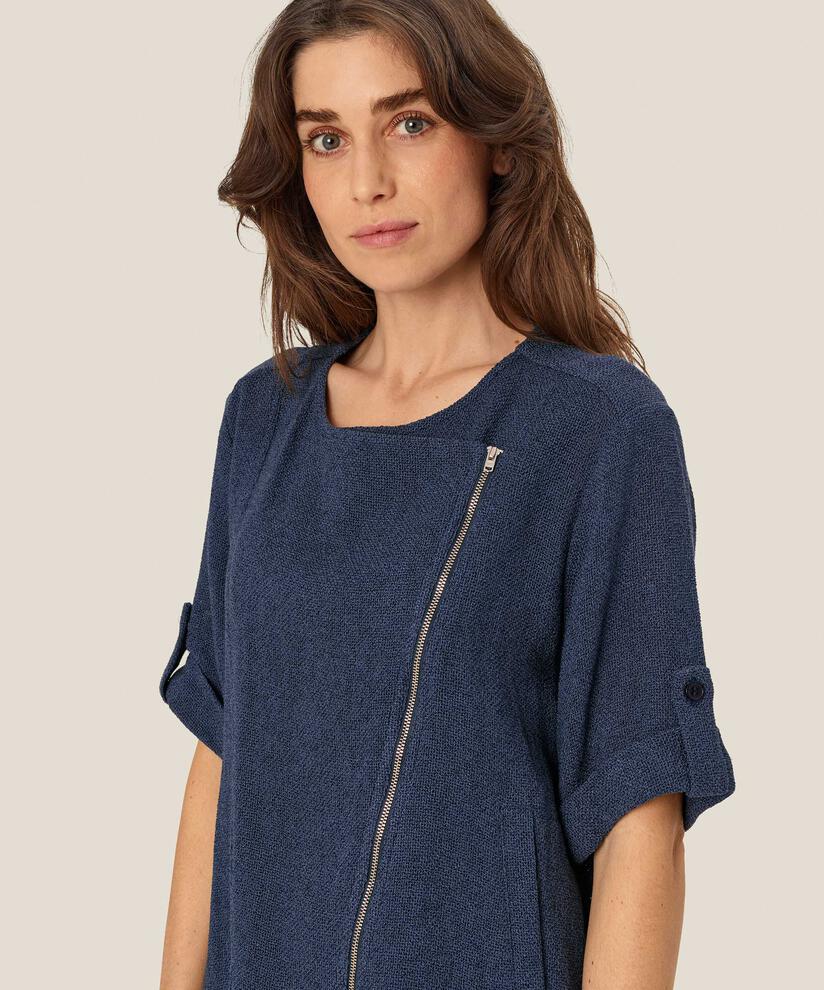 veste en boucle avec zip asymétrique, Mood Indigo