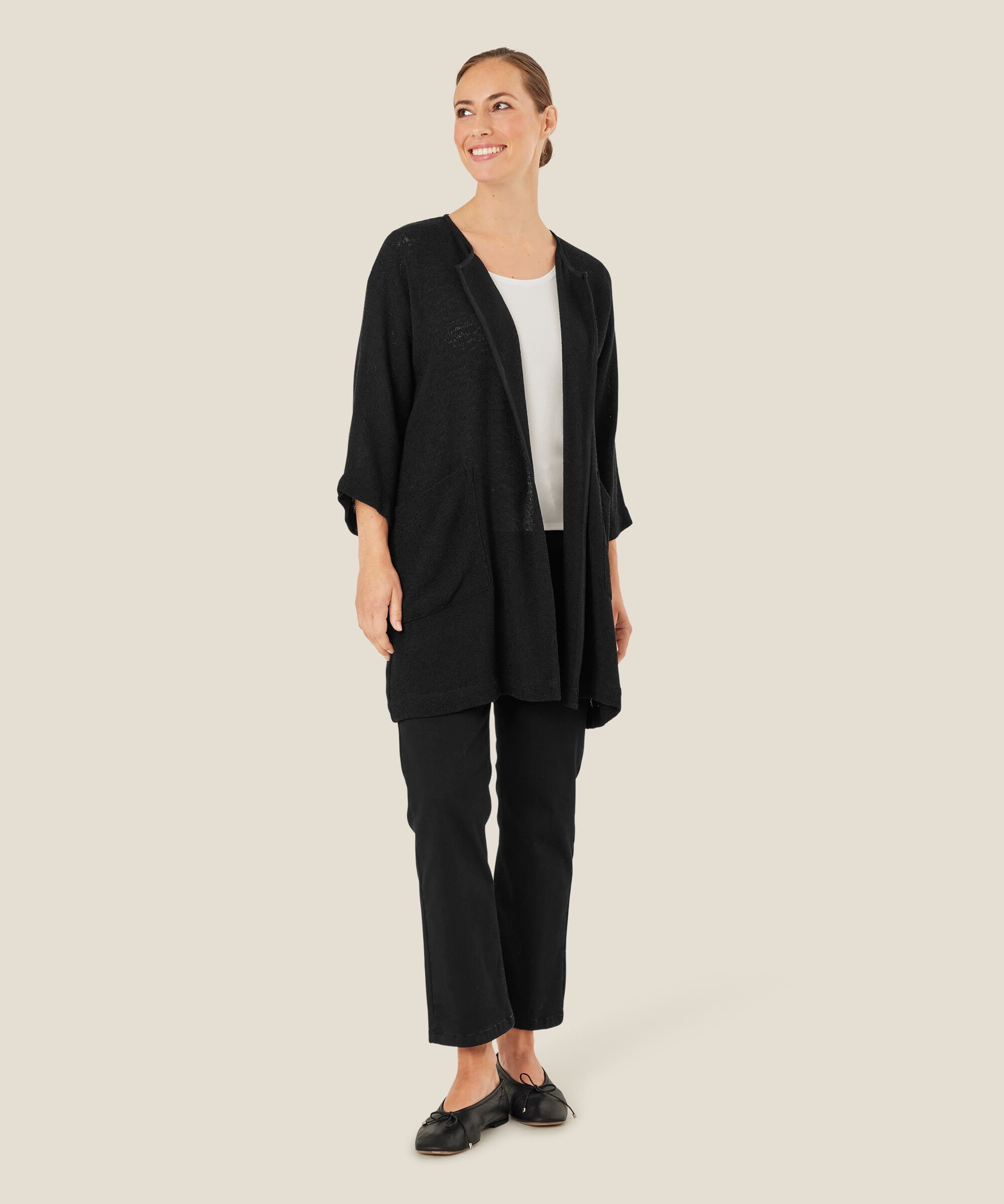 Veste Longue En Bouclé, Black