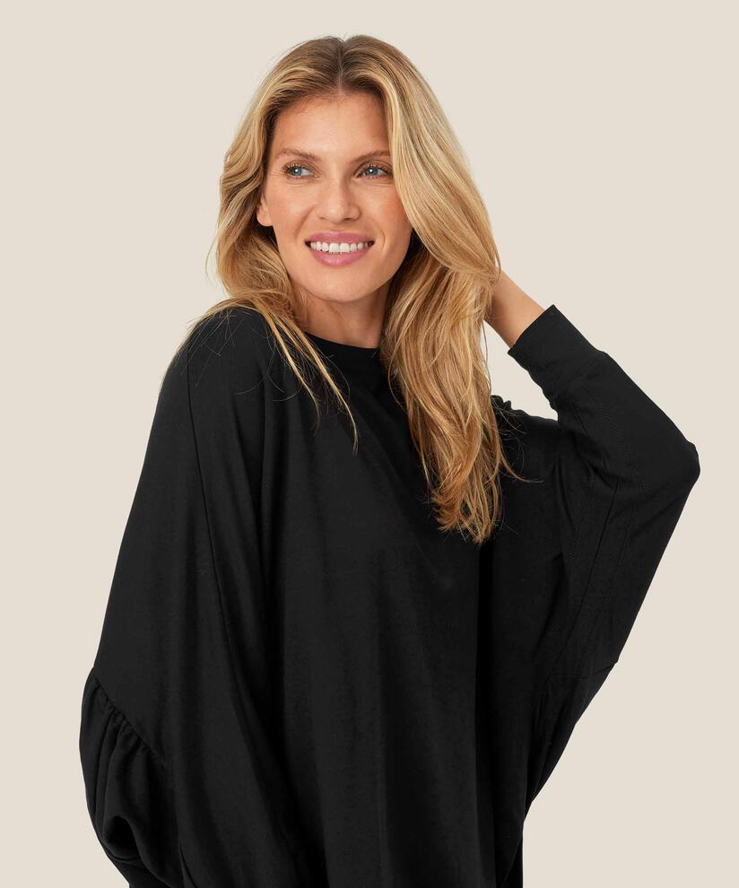 top en jersey doux à manches chauve-souris, Black