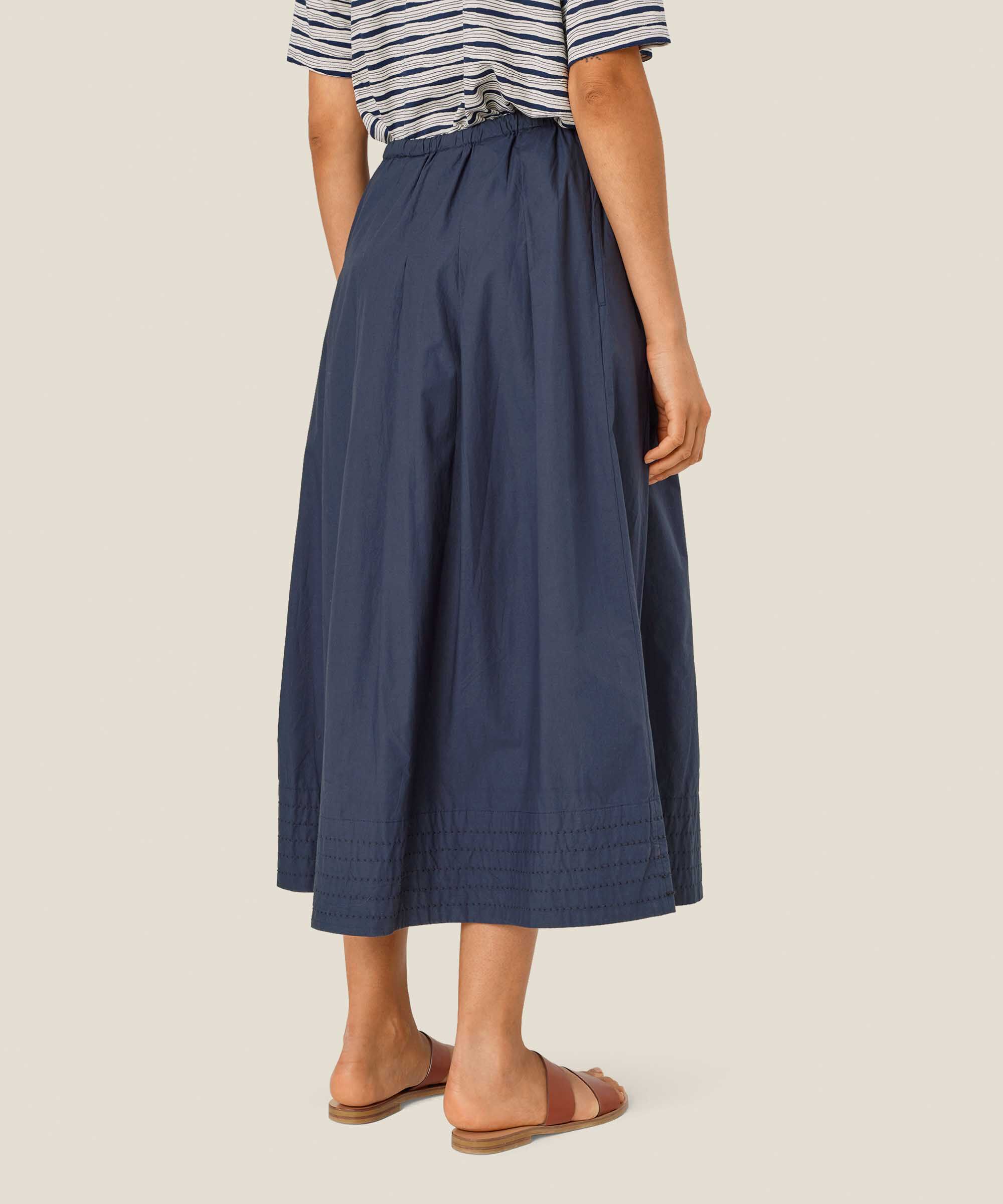 jupe en coton avec taille élastique et poches fendues, Mood Indigo