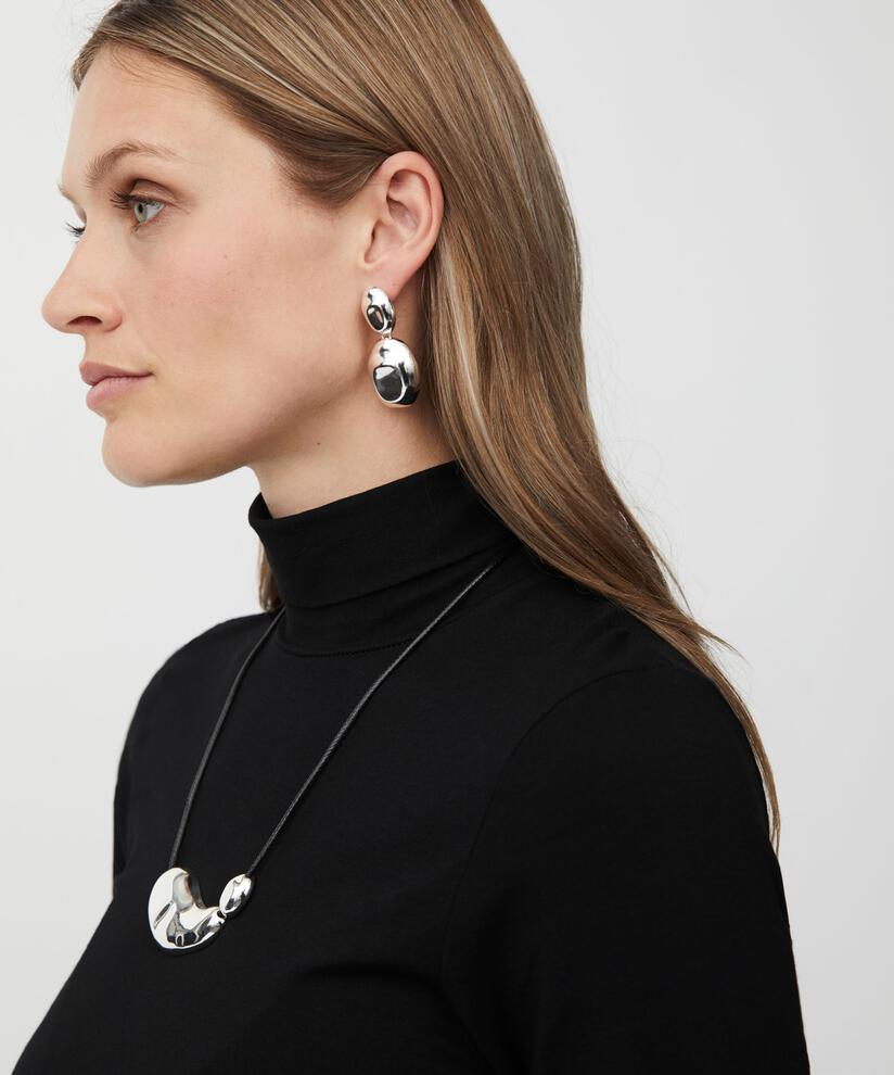 boucles d'oreilles sculpturales couleur argent, Silver