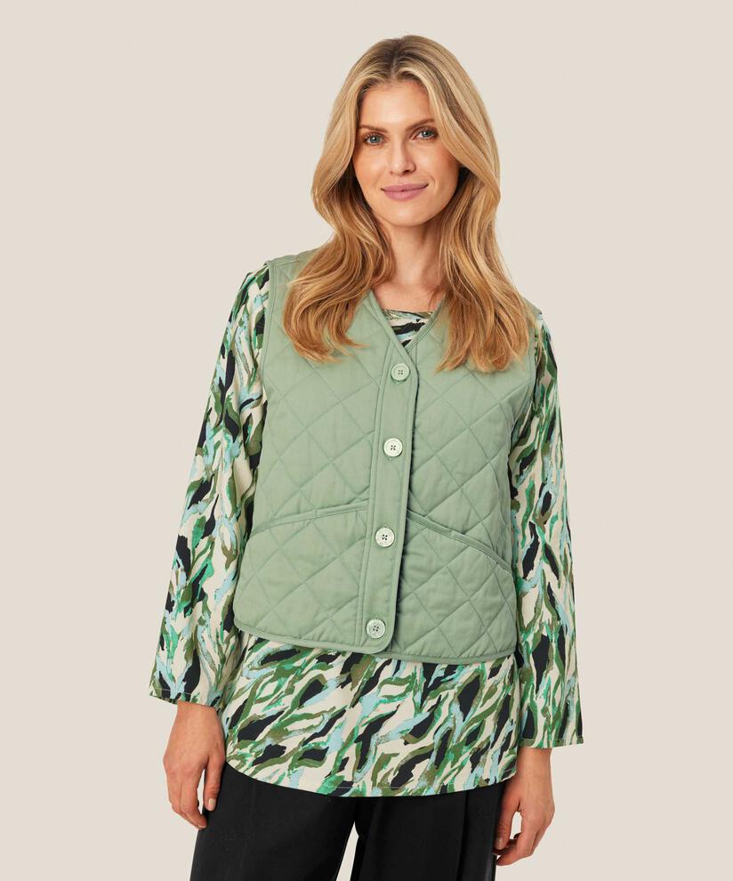 gilet matelassé avec détails passepoilés, Frosty Green