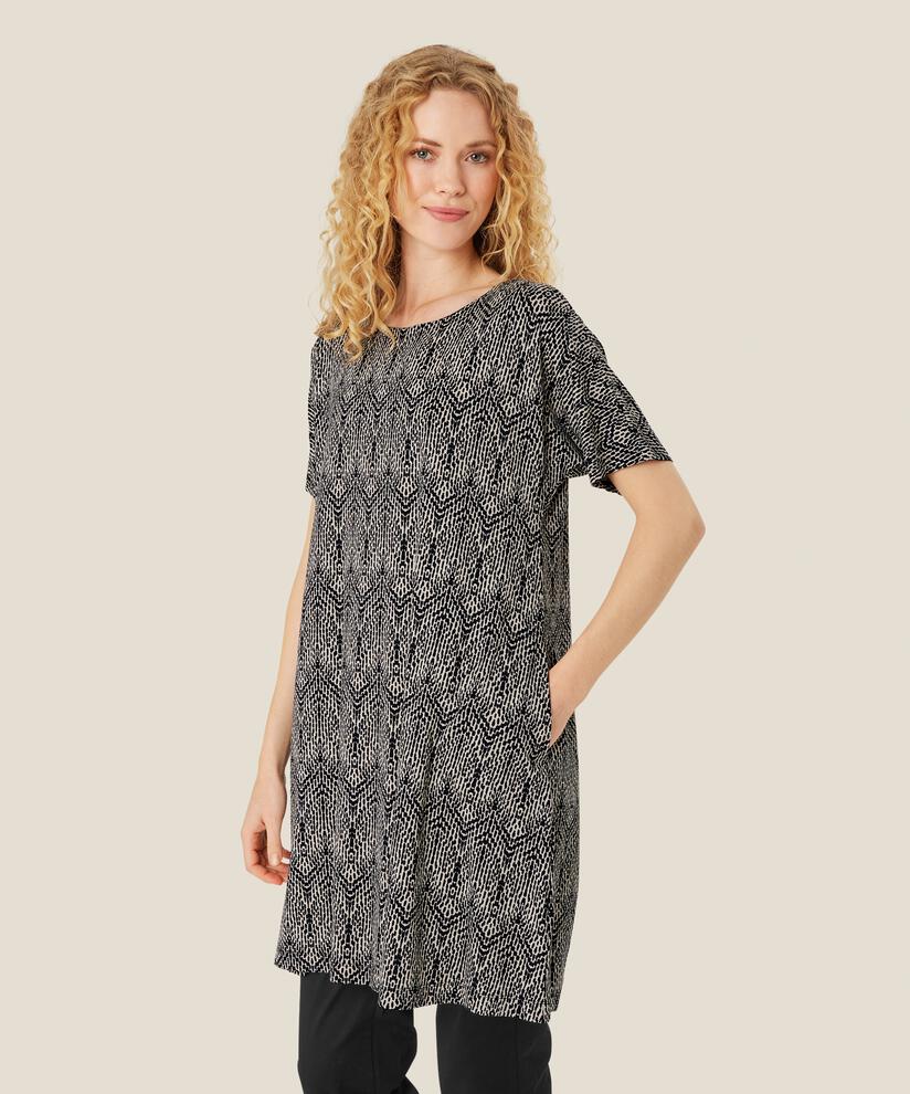 tunique en jersey imprimé à manches courtes, Black