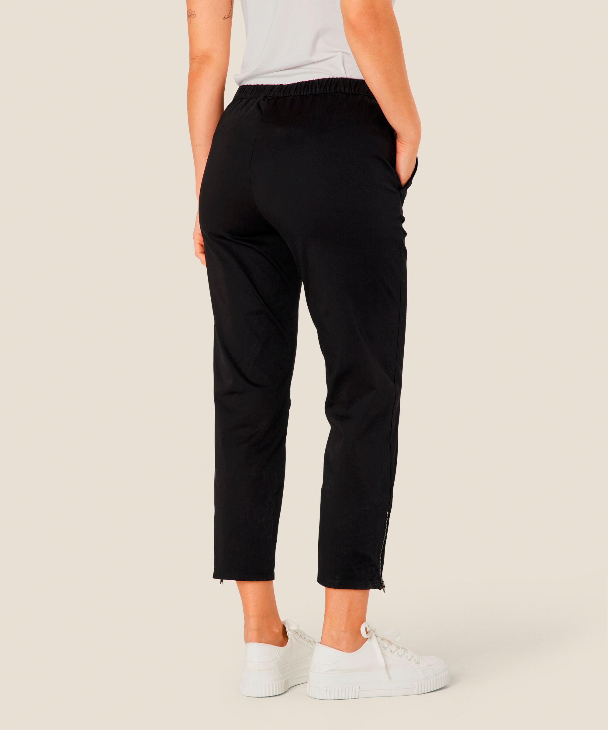 Pantalon À La Cheville En Coton Stretch, Black