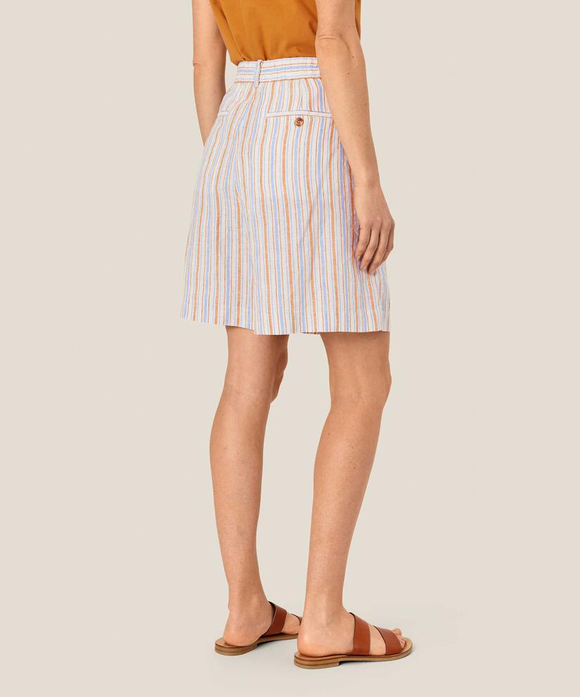 short en lin rayé avec élastique au dos, Inca Gold