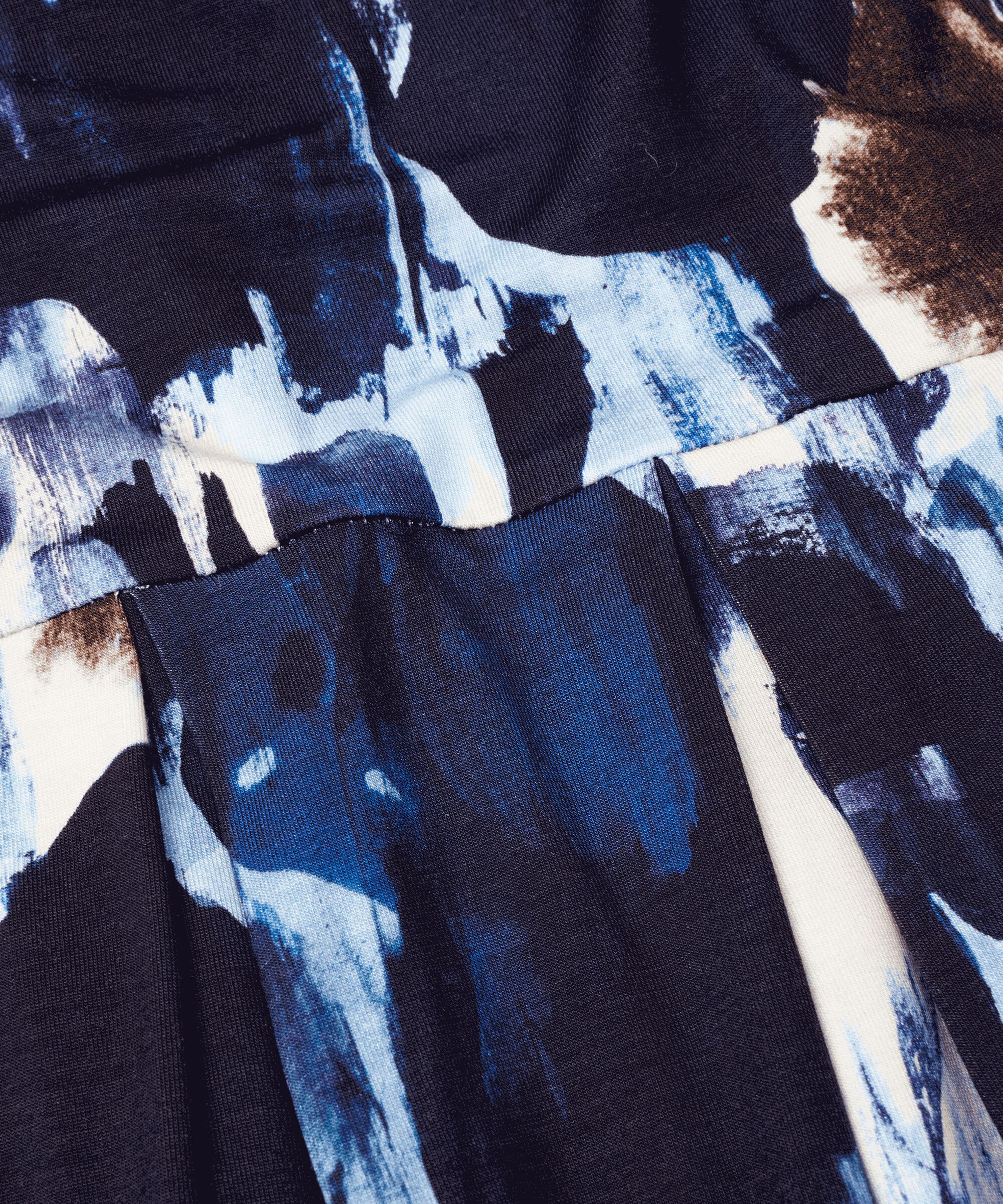 robe tulipe à motifs avec manches longues, Maritime Blue