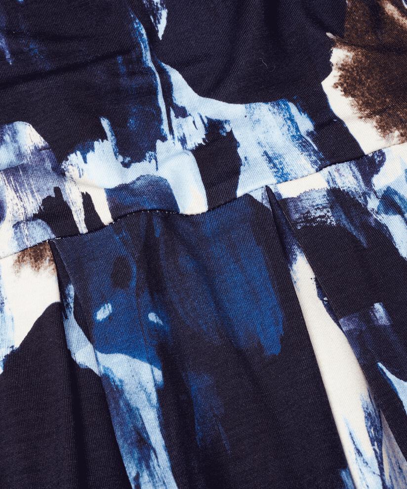 robe tulipe à motifs avec manches longues, Maritime Blue