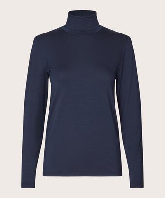 Blouse À Col Roulé En Jersey Doux, Navy Blazer